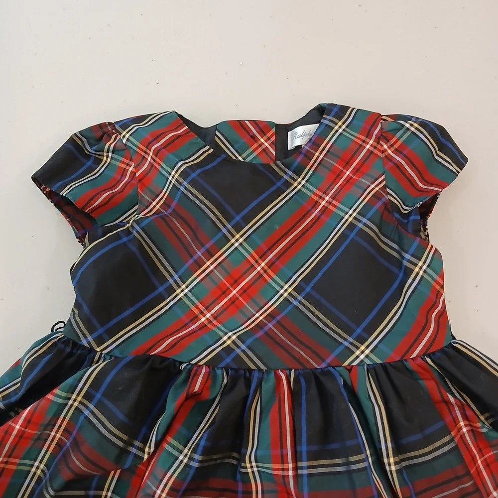 Ralph Lauren Dress Baby 6M Navy Red Plaid Tartan Fit Flare Holiday Preppy